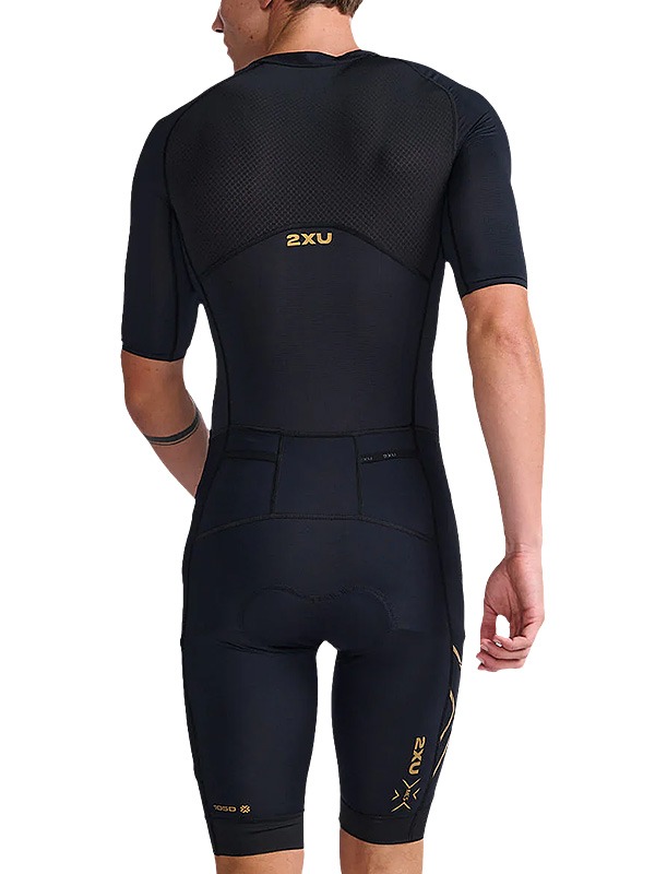 2XU 라이트 스피드 슬리브드 트라이슈트 남자 철인3종 경기복 원피스 Men&#039;s Light Speed Sleeved Trisuit MT7019d Black/Gold