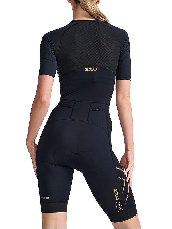 2XU 라이트 스피드 여자 철인3종 경기복 원피스 Women&#039;s Light Speed Sleeved Trisuit WT7018d BLK/GLD